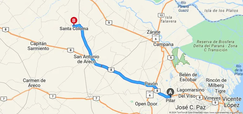 Cómo llegar de Pilar a Santa Coloma. (Captura de pantalla)..webp