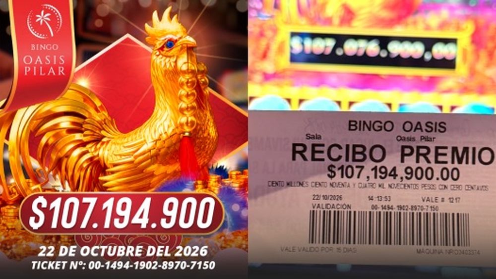Bingo Oasis Pilar entregó un nuevo premio millonario.