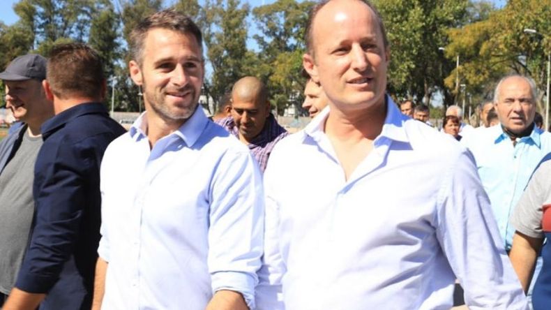 COMPAÑÍA. Federico Achával, ayer, con el intendente de Lomas, Martín Insaurralde..