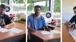 FIRMAS. Esteban Pipino, Juan Figueroa y Nahuel Ríos se sumaron al Monarca.
