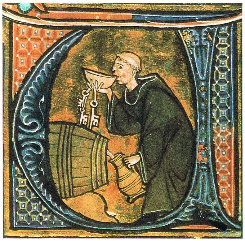 Monje probando vino en la Edad Media. (memo.com.ar)..png