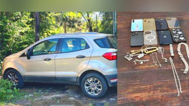 La camioneta utilizada en la entradera y los elementos secuestrados en Villa Martelli.