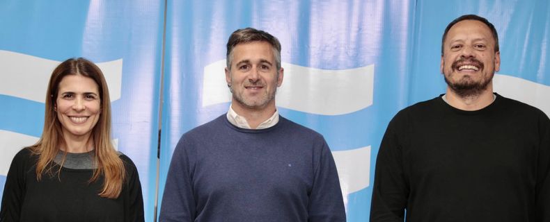 CANDIDATOS. Federico Achával junto a Soledad Peralta y Juan Manuel Morales.