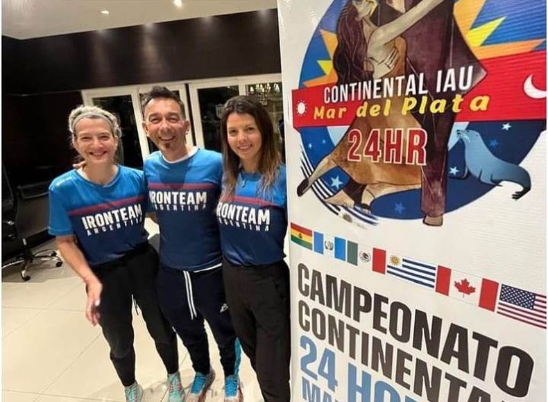 PRESENTES. Mariana Allende, Hugo Bressani y Roxana Báez, integrantes del IronTeam, en la previa al Continental de Ultradistancia.