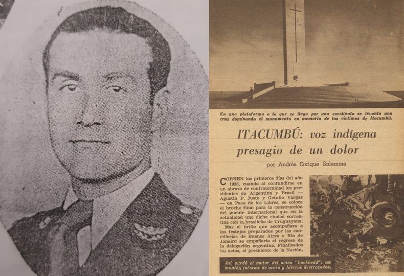 El mayor Víctor Vergani. A la derecha, una crónica de la revista PBT sobre la tragedia de Itacumbú.