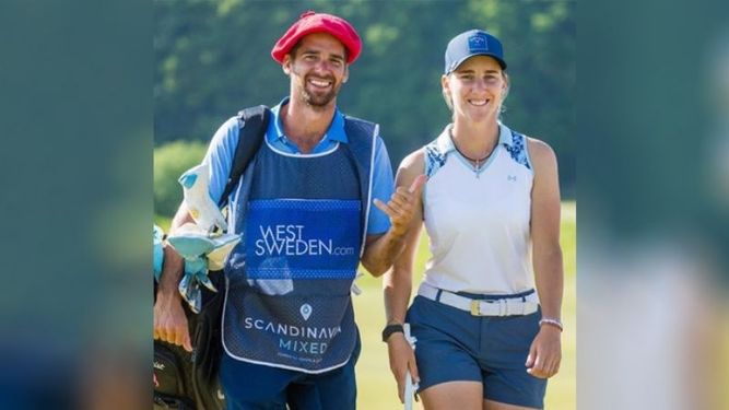 Maggie y su hermano Santi en el torneo de Suecia..