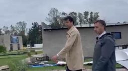 Achával junto al secretario de Obras Píublicas, Luis Bonfante, recorrieron las zonas de daños.