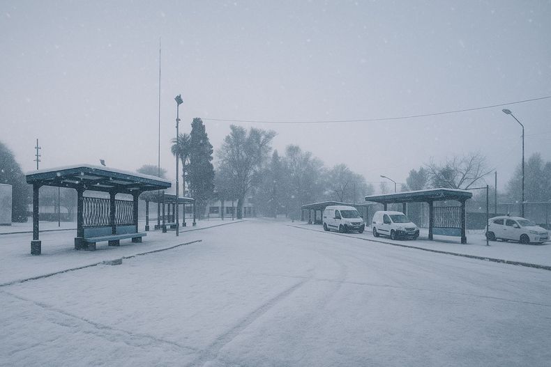 Centro de transbordo, junto a la estación de trenes del Ferrocarril San Martín.
