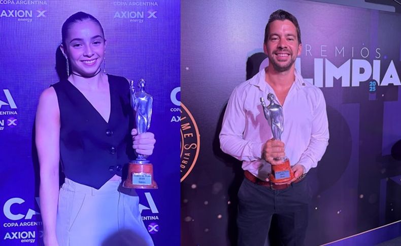 Julieta Lucas y Facundo Andreasen con los Olimpia de plata que llegaron a Pilar.