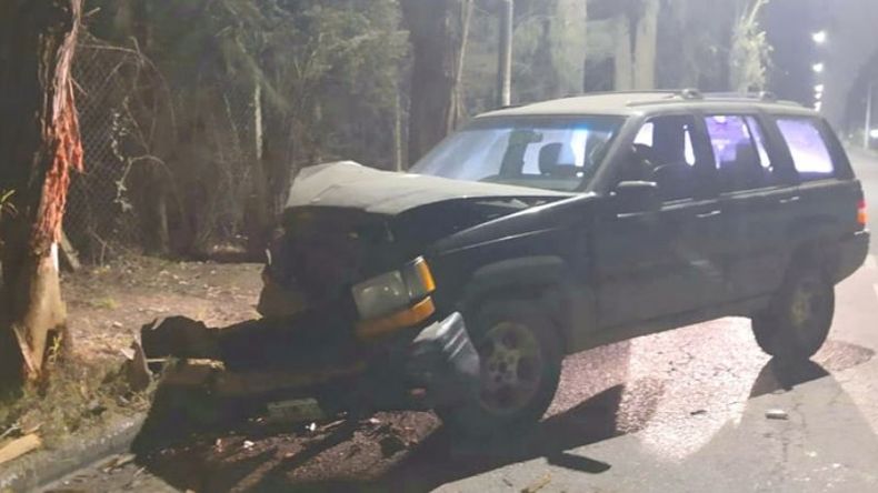 CONDUCTOR HERIDO. Una camioneta impactó contra un árbol en la calle Caamaño..