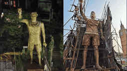 La impactante estatua gigante de Lionel Messi en la India