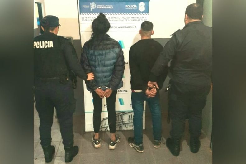 La pareja detenida en Lagomarsino.