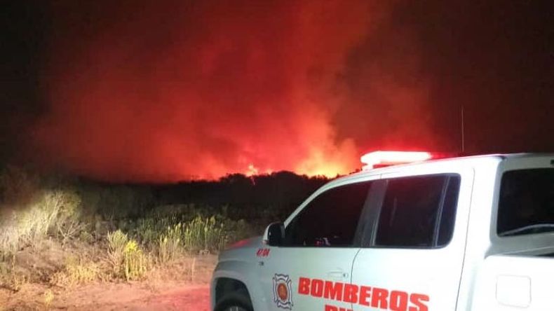 El incendio demandó el trabajo de 100 bomberos de Pilar. .