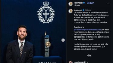 el mensaje de messi despues de recibir el premio princesa de asturias de los deportes