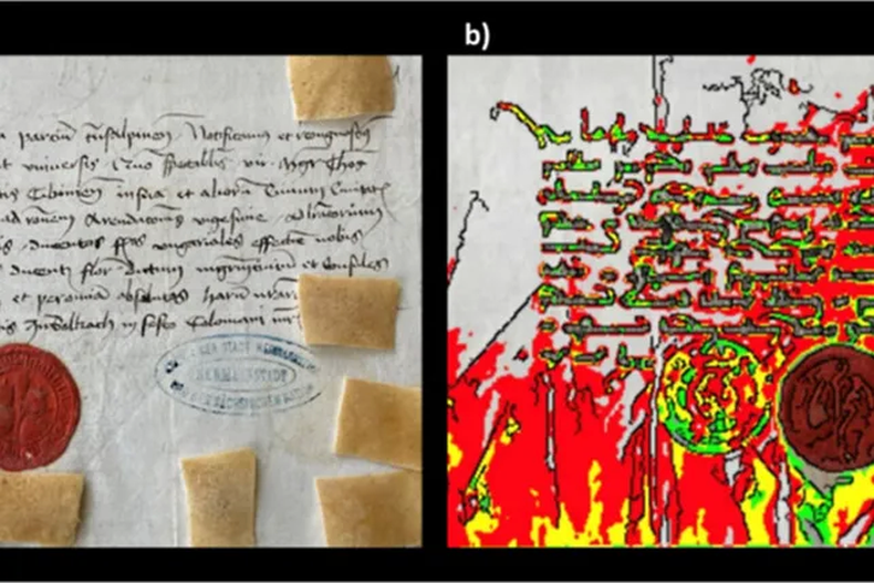 Una de las cartas sometida a una técnica que extrae proteínas. (BBC)..webp