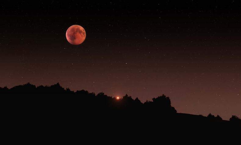 La Luna puede tomar una tonalidad rojiza. (Shutterstock)..png