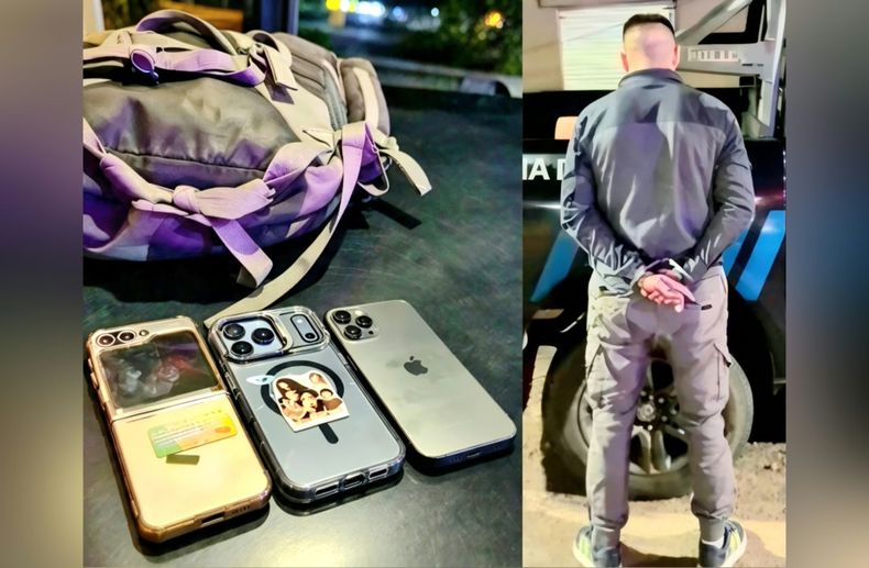 En poder del detenido se hallaron tres teléfonos celulares que serían de presuntas víctimas.&nbsp;