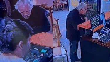 REINCIDENTE. El estafador de la virulana fue registrado por las cámaras de una pizzería de Del Viso.