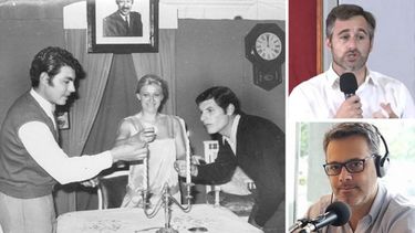 HISTORIA Y PRESENTE. Ángel Alonso (der.) el día del estreno del teatro. Achával, durante el acto de esta tarde, y Hernán Deluca, nuevo director de la sala. .