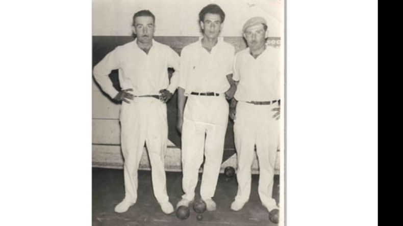 Equipo de bochas del Club Derqui. Estaba compuesto por Carlos Canciani, José Verdugo y Titi Canciani..