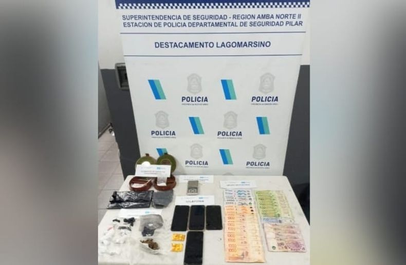 INCAUTADA La droga y otros elementos hallados en Lagomarsino