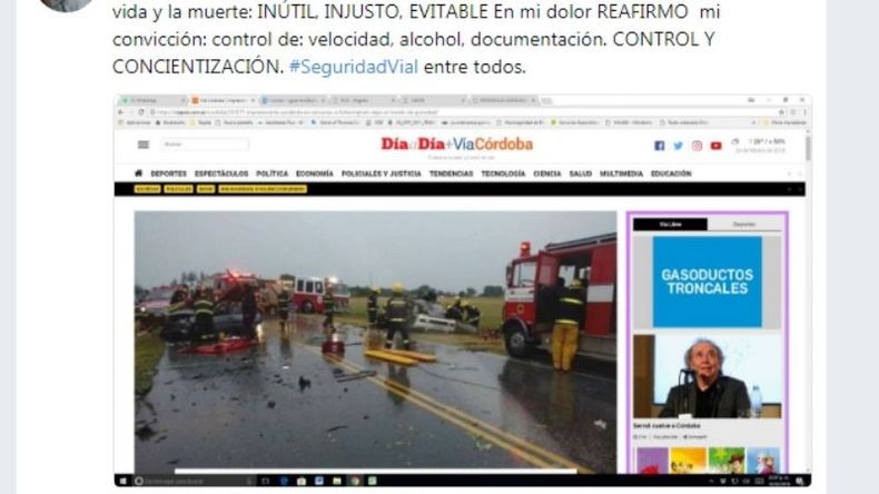 TUIT. Guerrero expresó su dolor en las redes sociales..