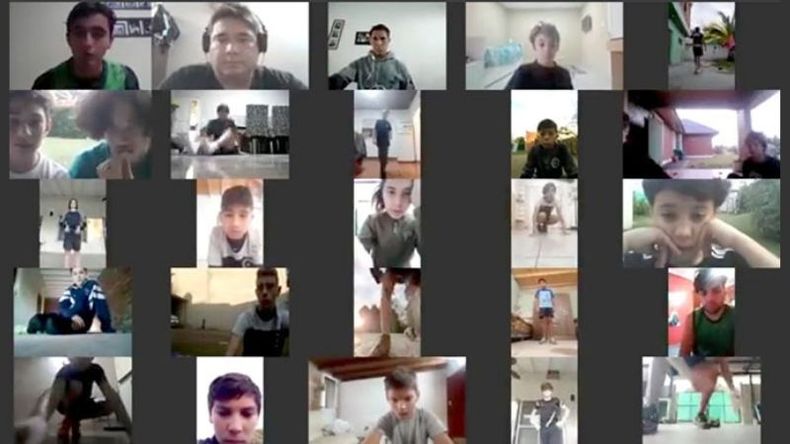 ZOOM. Los chicos de Real Pilar entrenaron de forma virtual..