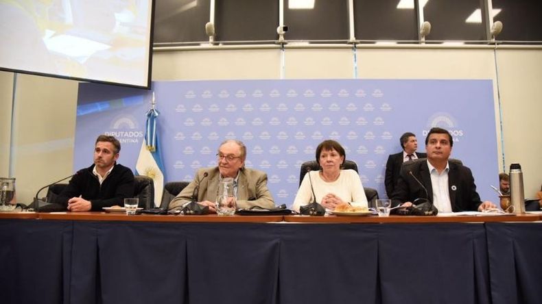 DEBATE. Achával presenció las comisiones en el Congreso. A su lado, los diputados Heller y Osuna. .