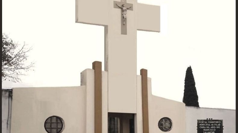 Imagen virtual realizada por Miniaci, de cómo sería hoy la entrada del cementerio diseñada por Salamone..