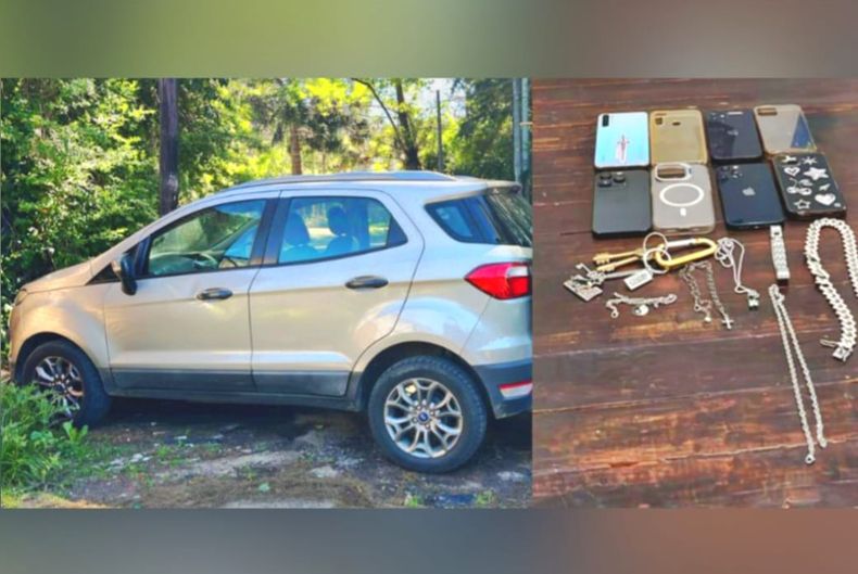 La camioneta utilizada en la entradera y los elementos secuestrados en Villa Martelli.