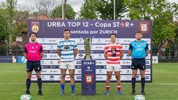 Los capitanes del SIC y Alumni con la copa del Top 12.&nbsp;