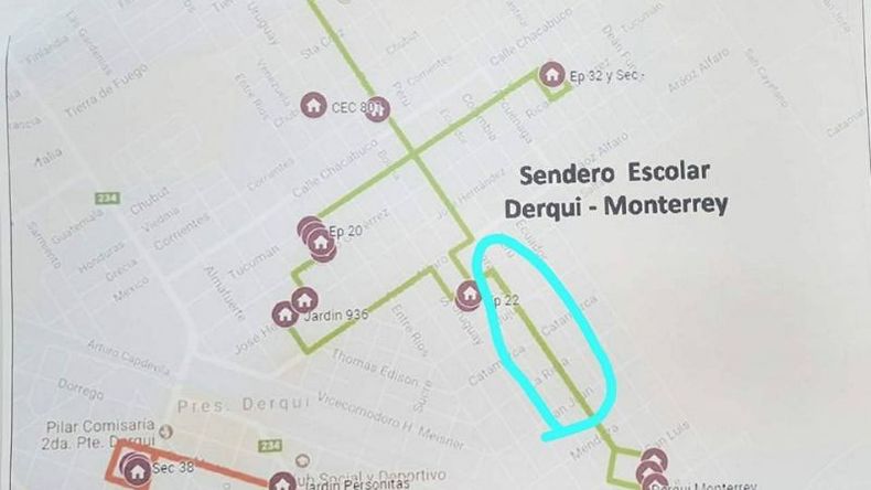 El mapa que los vecinos piden modificar..