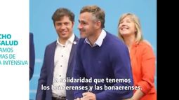 SALUD. Kicillof se mostró con Achával en un tramo del spot con el que lazó la campaña.