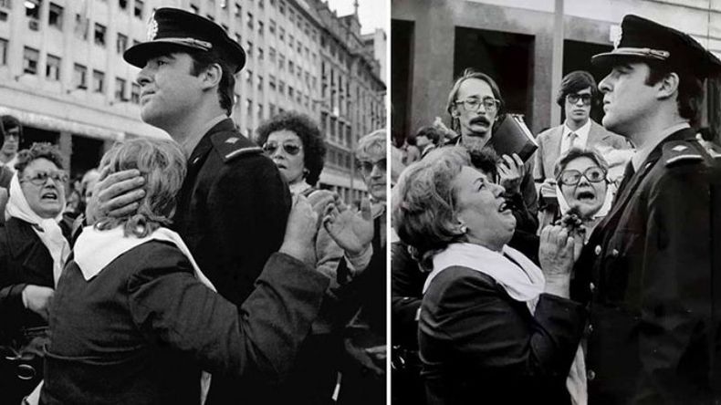 HISTORIA. La foto conocida, que fue tapa de los diarios. Al lado, la que fue censurada y oculta..