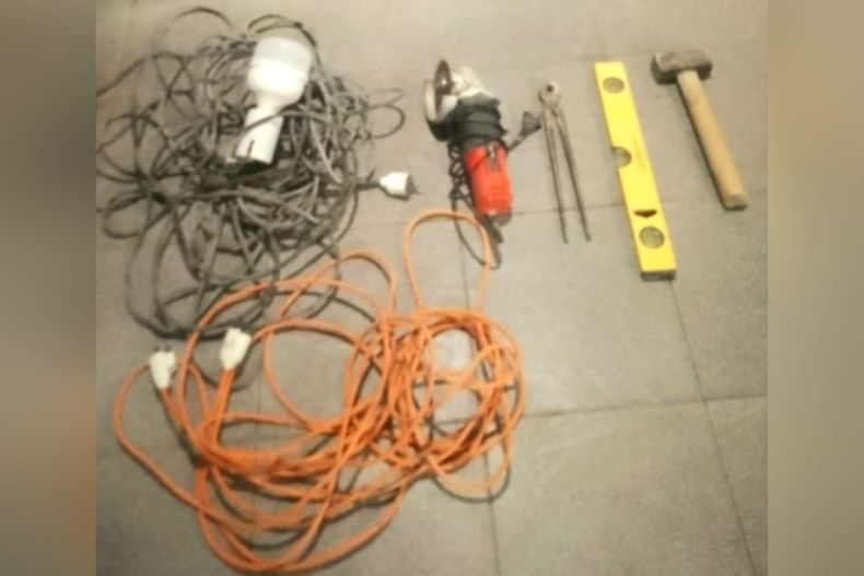 Los elementos robados de la obra en construcción en Lagomarsino.&nbsp;