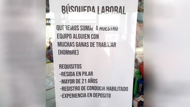 Pasé por el este local, por si a alguien le sirve están buscando personal. Rivadavia 884 Pilar centro, sobre la peatonal. Suerte! Mayra Aballay. .