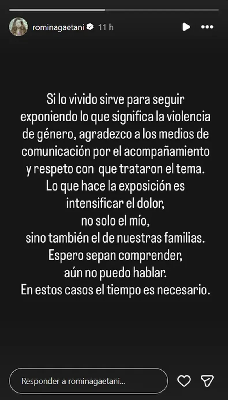 El posteo de Romina Gaetani en su cuenta de Instagram.&nbsp;