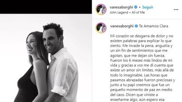 el triste mensaje de vanesa borghi tras el fallecimiento de su beba