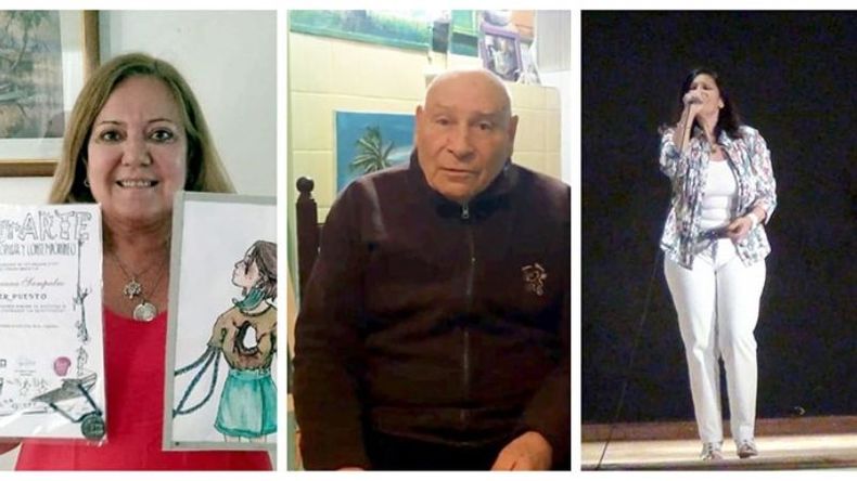 ADULTOS MAYORES. Viviana Sampedro (Poesía), Rosendo Cutrera (Dibujo) y Graciela Badano (Solista Vocal)..