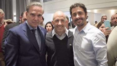 TRÍO. Pichetto, Ducoté y Maciel, durante el acto de ayer..