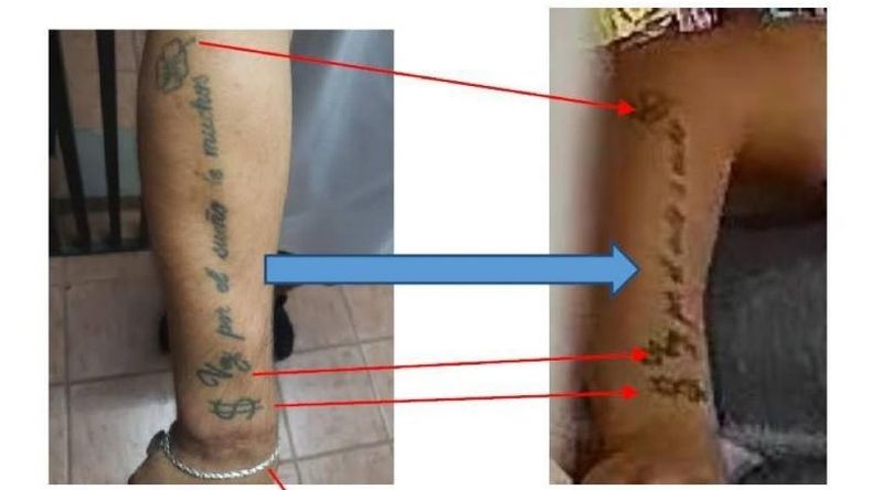 TATUAJES DEL ACUSADO. Son muy parecidos al que tomaron las imágenes..