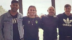 La dupla en el entrenamiento de Defensa