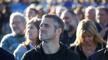 MIRADA. Achával, ayer sábado, durante el acto que Cristina encabezó en Quilmes.