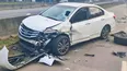 IMPACTO. Uno de los vehículos involucrados en el accidente.
