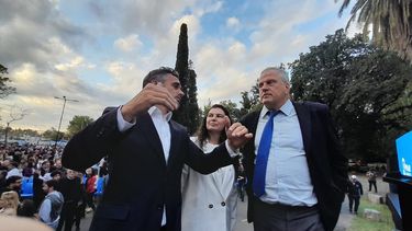 OTRO PASO. Achával, Wanger y Perzyck, en la tarde de este lunes, presentaron la Universidad de Pilar ante centenares de vecinos y alumnos.&nbsp;