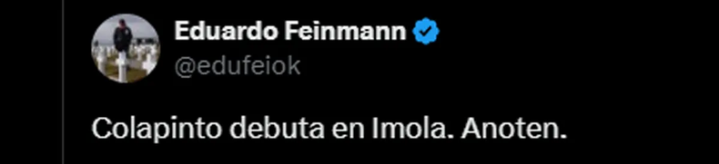 Anuncio del periodista Eduardo Feinman. (Captura de pantalla)..webp