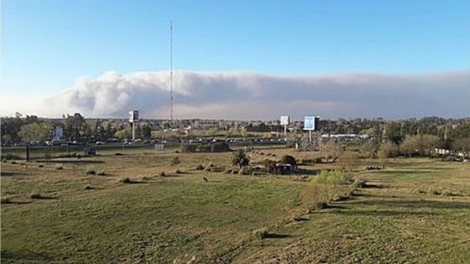 Así se veía el humo este viernes desde el Kilómetro 46. Andrea..