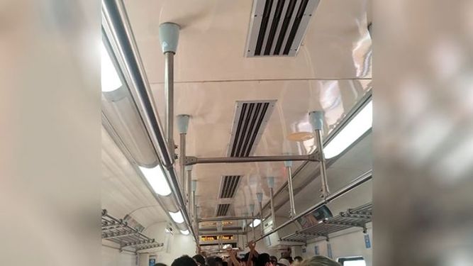 Placeres de viajar con estos calores en el San Martín. Para los que dicen que no tiene aire acondicionado. De Palote Nadia..
