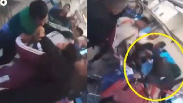El hombre muerde al policía (izq.) y luego salta por la ventana (der.).