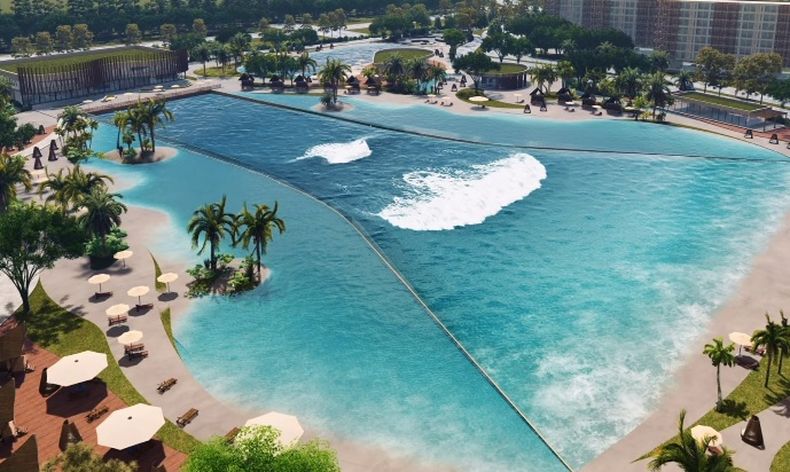 PARAÍSO. El proyecto del Surf Village en Luján.